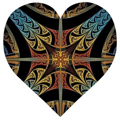 Abstract, Pattern Arabesque Design Tile Decoration Seamless Wooden Puzzle Heart