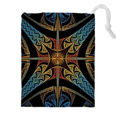 Abstract, Pattern Arabesque Design Tile Decoration Seamless Drawstring Pouch (4xl)