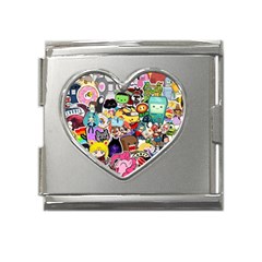 Assorted Cartoon Characters Doodle  Style Heroes Mega Link Heart Italian Charm (18mm)