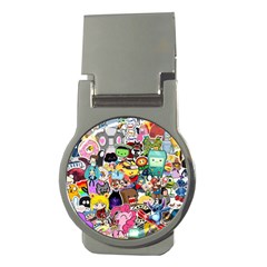 Assorted Cartoon Characters Doodle  Style Heroes Money Clips (round) 