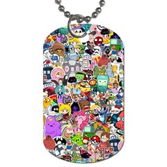 Assorted Cartoon Characters Doodle  Style Heroes Dog Tag (one Side) by Jancukart