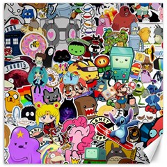 Assorted Cartoon Characters Doodle  Style Heroes Canvas 20  X 20  by Jancukart