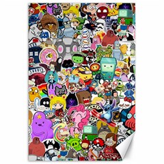 Assorted Cartoon Characters Doodle  Style Heroes Canvas 20  X 30  by Jancukart