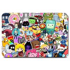 Assorted Cartoon Characters Doodle  Style Heroes Large Doormat by Jancukart