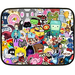 Assorted Cartoon Characters Doodle  Style Heroes One Side Fleece Blanket (mini)