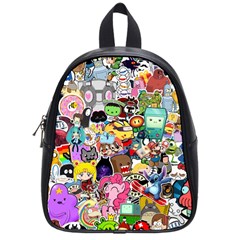 Assorted Cartoon Characters Doodle  Style Heroes School Bag (small)