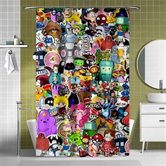 Assorted Cartoon Characters Doodle  Style Heroes Shower Curtain 48  X 72  (small)  by Jancukart