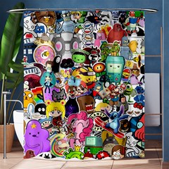 Assorted Cartoon Characters Doodle  Style Heroes Shower Curtain 60  X 72  (medium)  by Jancukart