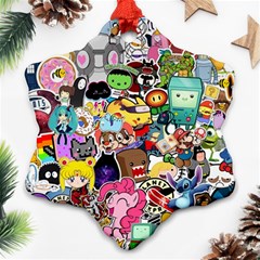 Assorted Cartoon Characters Doodle  Style Heroes Snowflake Ornament (two Sides)