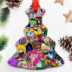 Assorted Cartoon Characters Doodle  Style Heroes Christmas Tree Ornament (two Sides)