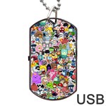 Assorted Cartoon Characters Doodle  Style Heroes Dog Tag USB Flash (One Side) Front