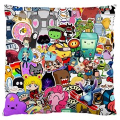 Assorted Cartoon Characters Doodle  Style Heroes Large Cushion Case (one Side)