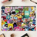 Assorted Cartoon Characters Doodle  Style Heroes Cosmetic Bag (XXXL) Front