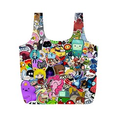 Assorted Cartoon Characters Doodle  Style Heroes Full Print Recycle Bag (m) by Jancukart