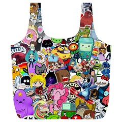 Assorted Cartoon Characters Doodle  Style Heroes Full Print Recycle Bag (xl) by Jancukart