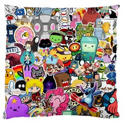 Assorted Cartoon Characters Doodle  Style Heroes Standard Premium Plush Fleece Cushion Case (one Side)