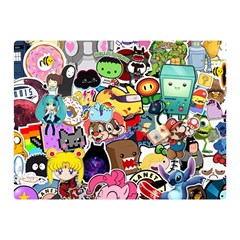 Assorted Cartoon Characters Doodle  Style Heroes Premium Plush Fleece Blanket (mini)