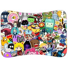 Assorted Cartoon Characters Doodle  Style Heroes Velour Seat Head Rest Cushion by Jancukart