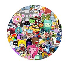 Assorted Cartoon Characters Doodle  Style Heroes Mini Round Pill Box by Jancukart