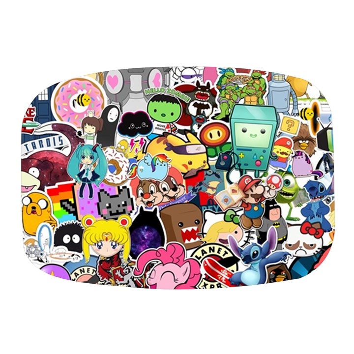 Assorted Cartoon Characters Doodle  Style Heroes Mini Square Pill Box