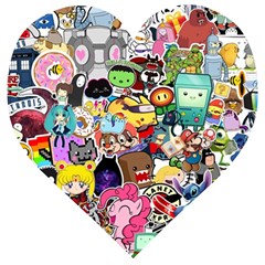 Assorted Cartoon Characters Doodle  Style Heroes Wooden Puzzle Heart