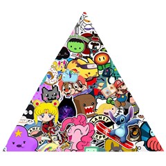 Assorted Cartoon Characters Doodle  Style Heroes Wooden Puzzle Triangle by Jancukart