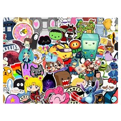 Assorted Cartoon Characters Doodle  Style Heroes One Side Premium Plush Fleece Blanket (extra Small)