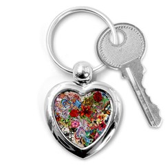 Romantic Cotton Pattern Wallpaper Texture Design Art Key Chain (heart)