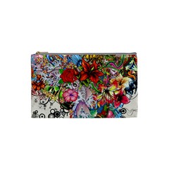 Romantic Cotton Pattern Wallpaper Texture Design Art Cosmetic Bag (small)