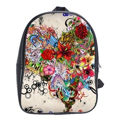 Romantic Cotton Pattern Wallpaper Texture Design Art School Bag (large)