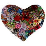 Romantic Cotton Pattern Wallpaper Texture Design Art Large 19  Premium Heart Shape Cushions Front