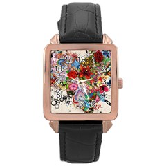 Romantic Cotton Pattern Wallpaper Texture Design Art Rose Gold Leather Watch 