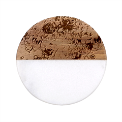 Romantic Cotton Pattern Wallpaper Texture Design Art Classic Marble Wood Coaster (round) 