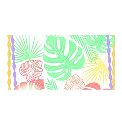 Tropical T- Shirt Tropical Leaves T- Shirt Satin Wrap 35  x 70 