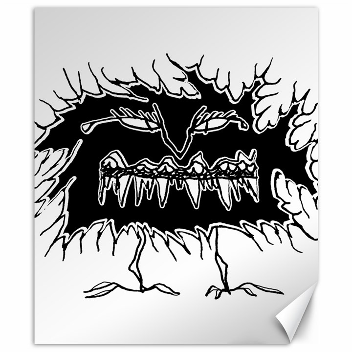 Creepy Black Monster Sketchy Style Drawing Canvas 8  x 10 