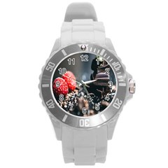 Chocolate Dark Round Plastic Sport Watch (l) by artworkshop