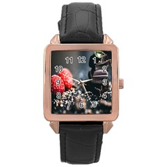 Chocolate Dark Rose Gold Leather Watch  by artworkshop