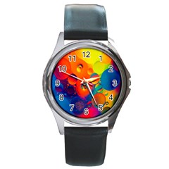 Colorfull Pattern Round Metal Watch by artworkshop