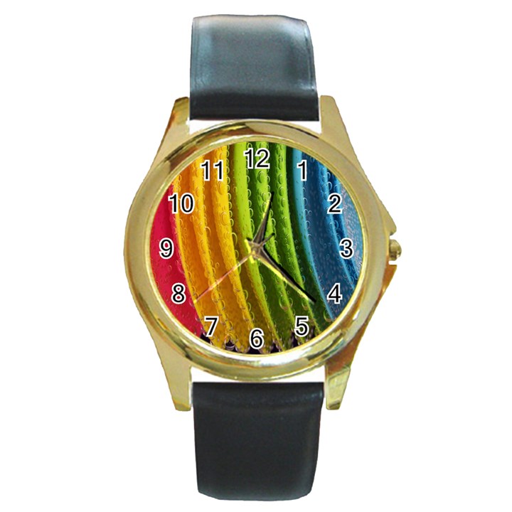  colorful illustrations Round Gold Metal Watch