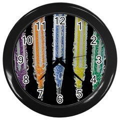 Pencil Colorfull Pattern Wall Clock (black) by artworkshop