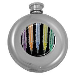 Pencil Colorfull Pattern Round Hip Flask (5 Oz) by artworkshop