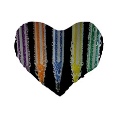 Pencil Colorfull Pattern Standard 16  Premium Flano Heart Shape Cushions by artworkshop