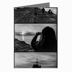 Coastal Sunset Black And White Scene Collage, Montevideo, Uruguay Greeting Cards (pkg Of 8) by dflcprintsclothing