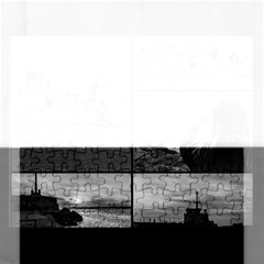 Coastal Sunset Black And White Scene Collage, Montevideo, Uruguay Rectangular Jigsaw Puzzl by dflcprintsclothing