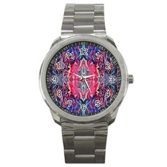 Abstract Arabesque Sport Metal Watch by kaleidomarblingart