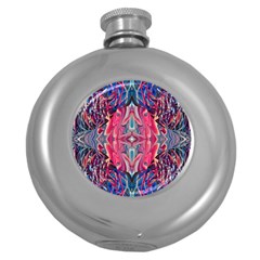 Abstract Arabesque Round Hip Flask (5 Oz) by kaleidomarblingart