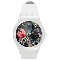 Chocolate Dark Round Plastic Sport Watch (m) by artworkshop