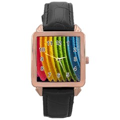  Colorful Illustrations Rose Gold Leather Watch  by artworkshop