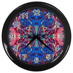 Cobalt Arabesque Wall Clock (black) by kaleidomarblingart