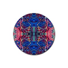 Cobalt Arabesque Rubber Round Coaster (4 Pack) by kaleidomarblingart